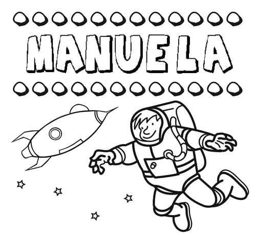 Dibujo con el nombre Manuela para colorear, pintar e imprimir