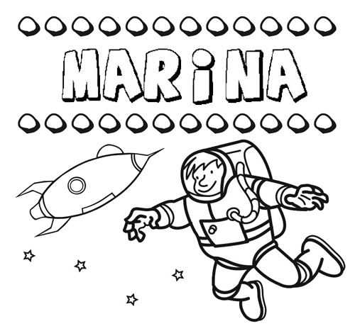 Dibujo con el nombre Marina para colorear, pintar e imprimir