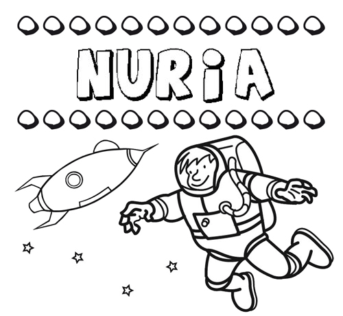 Dibujo con el nombre Nuria para colorear, pintar e imprimir