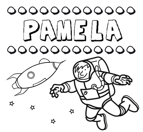 Dibujo con el nombre Pamela para colorear, pintar e imprimir