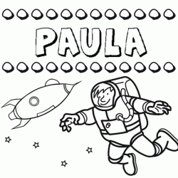 Dibujo con el nombre Paula para colorear, pintar e imprimir