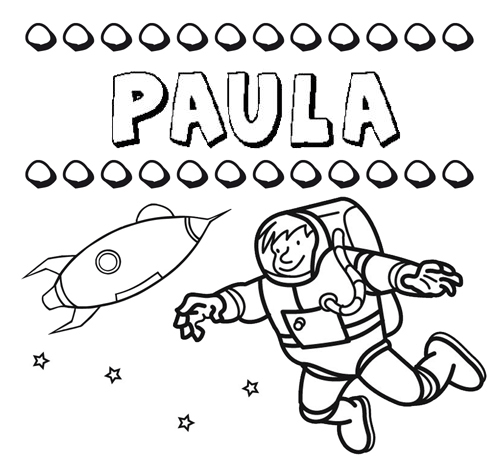 Dibujo con el nombre Paula para colorear, pintar e imprimir