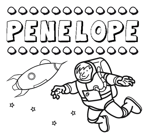 Dibujo con el nombre Penélope para colorear, pintar e imprimir