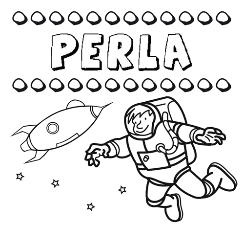 Dibujo con el nombre Perla para colorear, pintar e imprimir