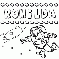 Dibujo con el nombre Romilda para colorear, pintar e imprimir