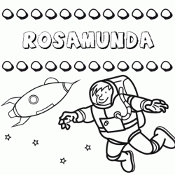 Dibujo con el nombre Rosamunda para colorear, pintar e imprimir