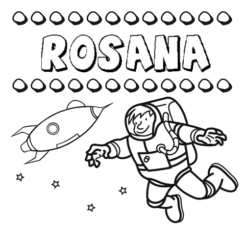 Dibujo con el nombre Rosana para colorear, pintar e imprimir