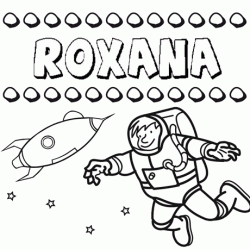 Dibujo con el nombre Roxana para colorear, pintar e imprimir