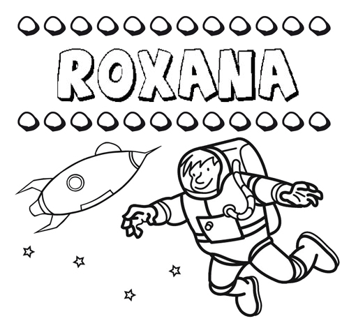 Dibujo con el nombre Roxana para colorear, pintar e imprimir