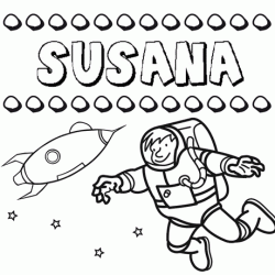 Dibujo con el nombre Susana para colorear, pintar e imprimir