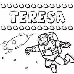 Dibujo con el nombre Teresa para colorear, pintar e imprimir