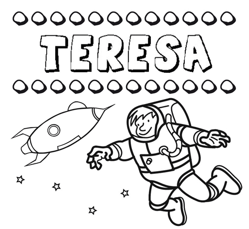 Dibujo con el nombre Teresa para colorear, pintar e imprimir