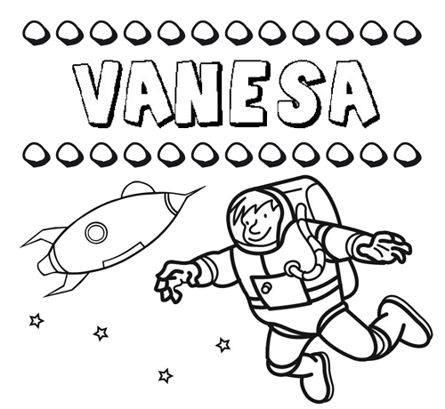 Dibujo con el nombre Vanesa para colorear, pintar e imprimir