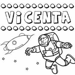 Dibujo con el nombre Vicenta para colorear, pintar e imprimir