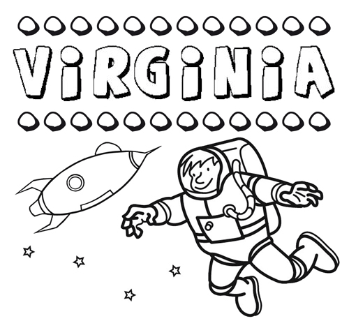 Dibujo con el nombre Virginia para colorear, pintar e imprimir