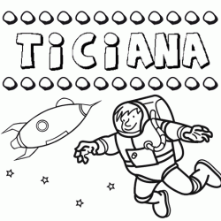 Dibujo con el nombre Ticiana para colorear, pintar e imprimir