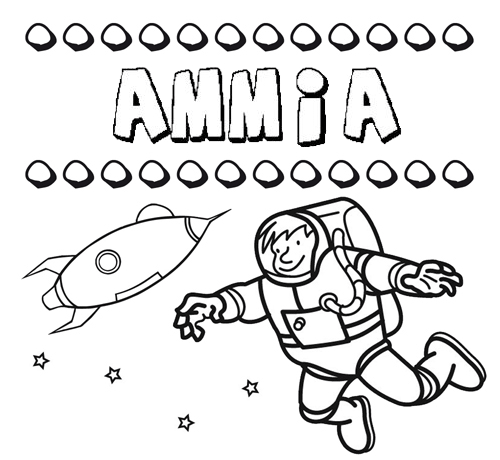 Dibujo con el nombre Ammia para colorear, pintar e imprimir