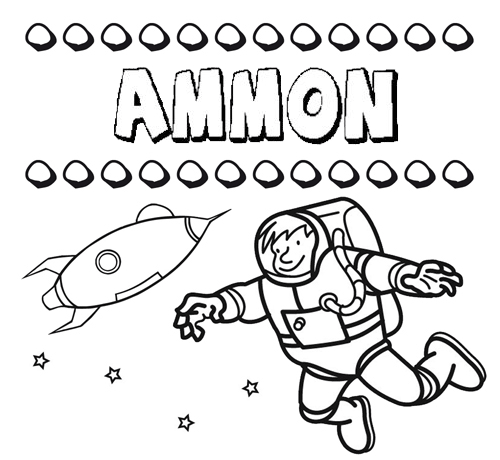 Dibujo con el nombre Ammon para colorear, pintar e imprimir