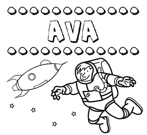 Dibujo con el nombre Ava para colorear, pintar e imprimir