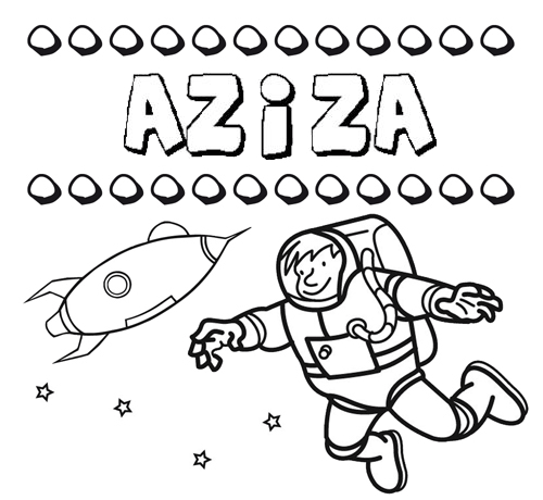 Dibujo con el nombre Aziza para colorear, pintar e imprimir