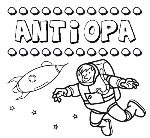 Dibujo con el nombre Antiopa para colorear, pintar e imprimir