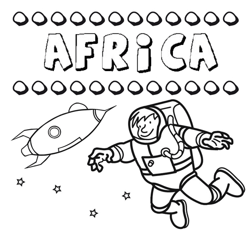Dibujo con el nombre África para colorear, pintar e imprimir