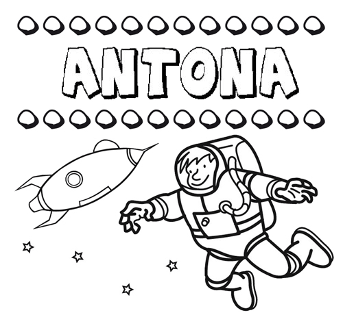 Dibujo con el nombre Antona para colorear, pintar e imprimir