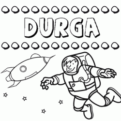 Dibujo con el nombre Durga para colorear, pintar e imprimir