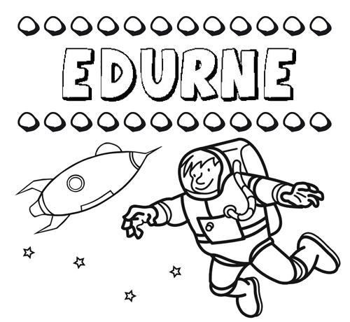Dibujo con el nombre Edurne para colorear, pintar e imprimir