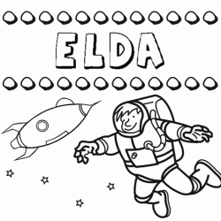 Dibujo con el nombre Elda para colorear, pintar e imprimir