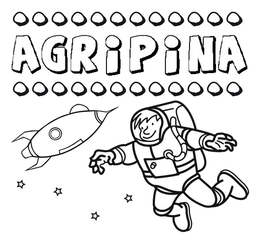 Dibujo con el nombre Agripina para colorear, pintar e imprimir