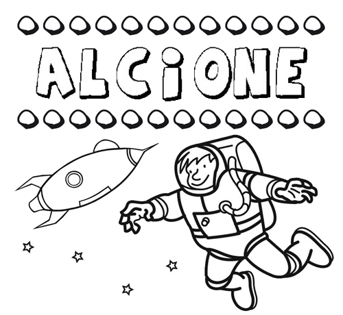 Dibujo con el nombre Alcione para colorear, pintar e imprimir