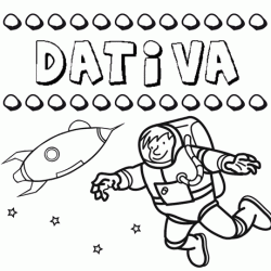 Dibujo con el nombre Dativa para colorear, pintar e imprimir