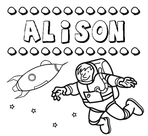 Dibujo con el nombre Alison para colorear, pintar e imprimir