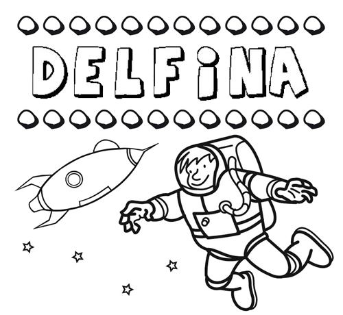Dibujo con el nombre Delfina para colorear, pintar e imprimir