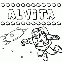 Dibujo con el nombre Alvita para colorear, pintar e imprimir