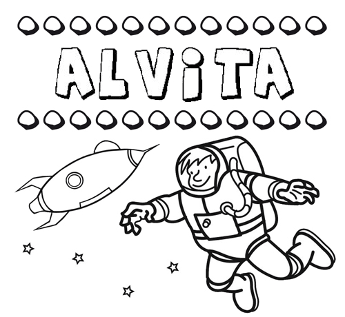 Dibujo con el nombre Alvita para colorear, pintar e imprimir