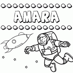 Dibujo con el nombre Amara para colorear, pintar e imprimir