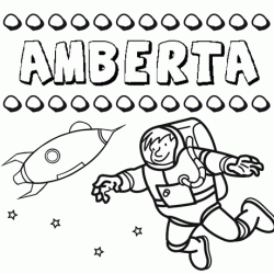 Dibujo con el nombre Amberta para colorear, pintar e imprimir