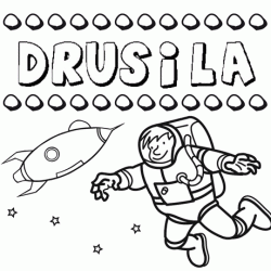 Dibujo con el nombre Drusila para colorear, pintar e imprimir