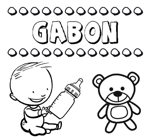 Dibujo con el nombre Gabon para colorear, pintar e imprimir