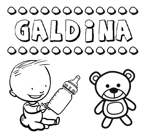 Dibujo con el nombre Galdina para colorear, pintar e imprimir
