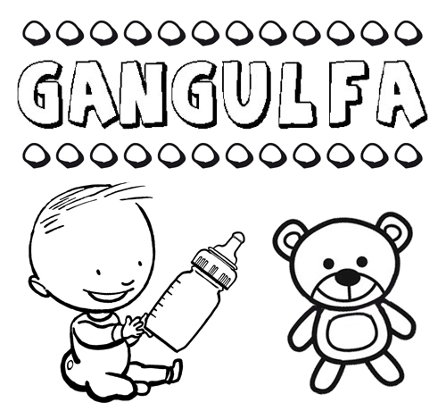 Dibujo con el nombre Gangulfa para colorear, pintar e imprimir