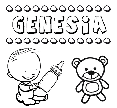 Dibujo con el nombre Genesia para colorear, pintar e imprimir