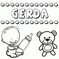 Dibujo con el nombre Gerda para colorear, pintar e imprimir
