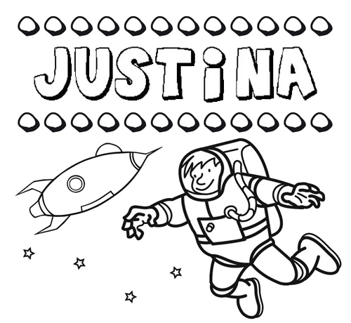 Dibujo con el nombre Justina para colorear, pintar e imprimir