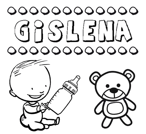 Dibujo con el nombre Gislena para colorear, pintar e imprimir