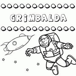 Dibujo con el nombre Grimbalda para colorear, pintar e imprimir