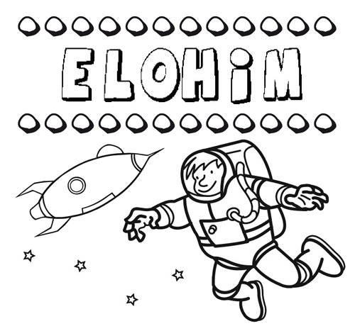 Dibujo con el nombre Elohim para colorear, pintar e imprimir