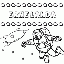 Dibujo con el nombre Ermelanda para colorear, pintar e imprimir